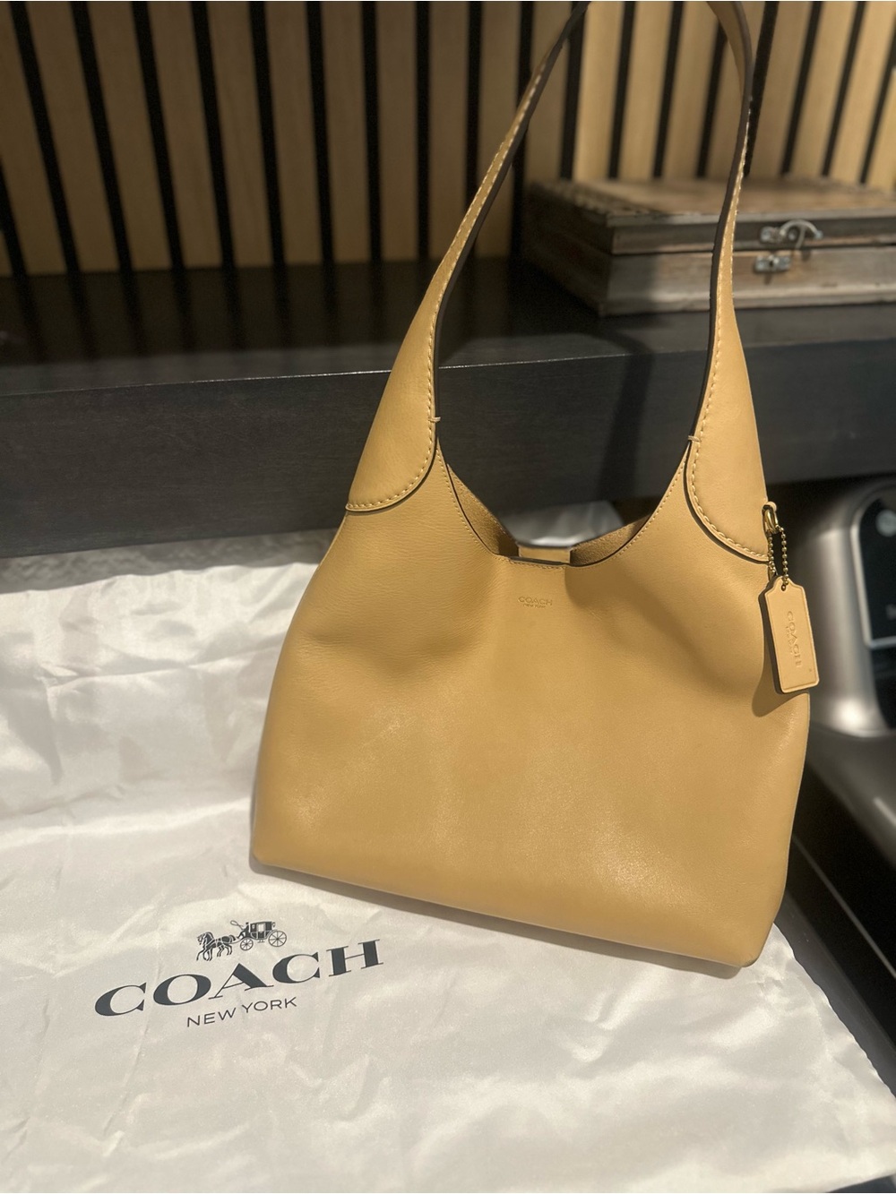 Coach Pebble Leather Brooklyn Bag in Chamois Yellow